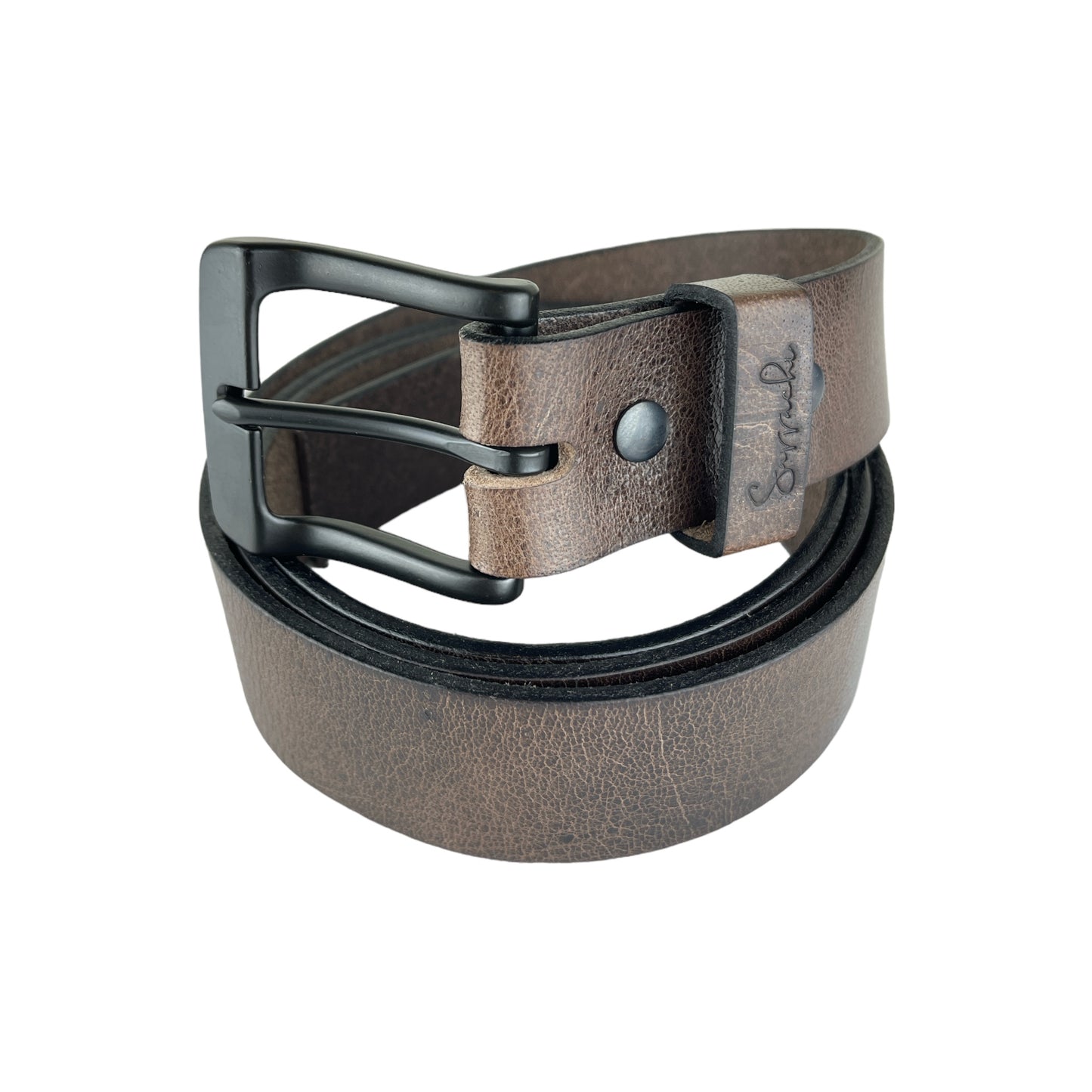 Water Buffalo Leather Belt in Antique Chocolate