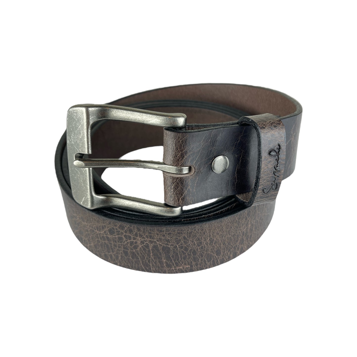 Water Buffalo Leather Belt in Antique Chocolate