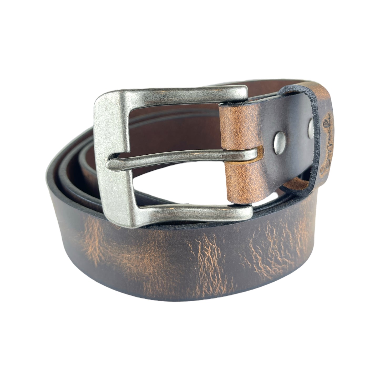 Water Buffalo Leather Belt in Saddle Brown