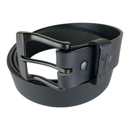 Water Buffalo Leather Belt in Black