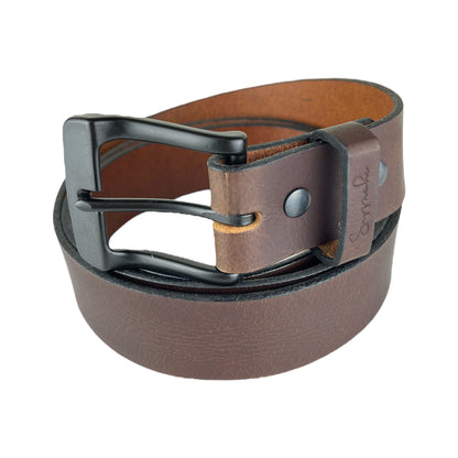 Water Buffalo Leather Belt in Chestnut