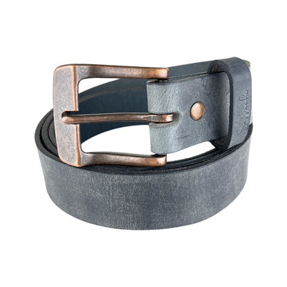 Water Buffalo Leather Belt in Denim