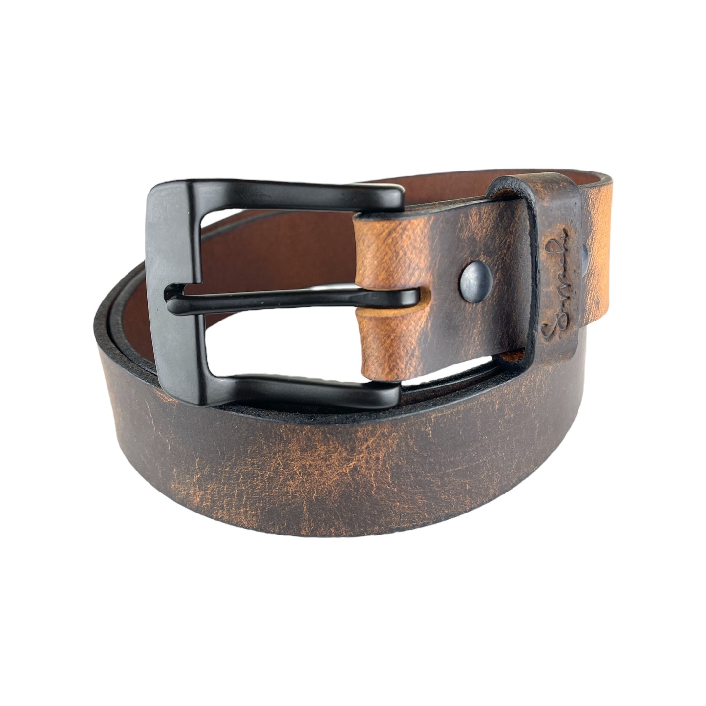 Water Buffalo Leather Belt in Saddle Brown