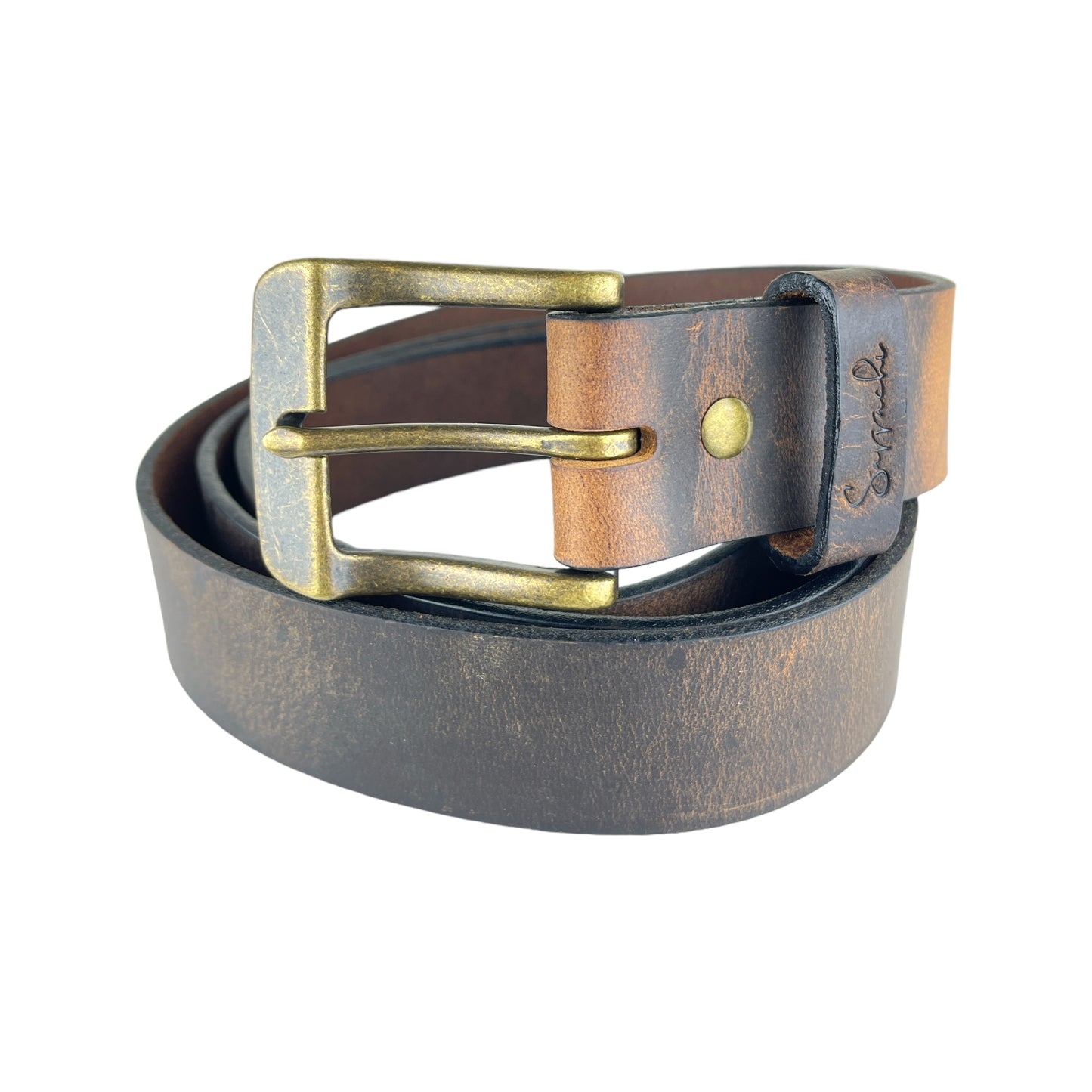 Water Buffalo Leather Belt in Saddle Brown