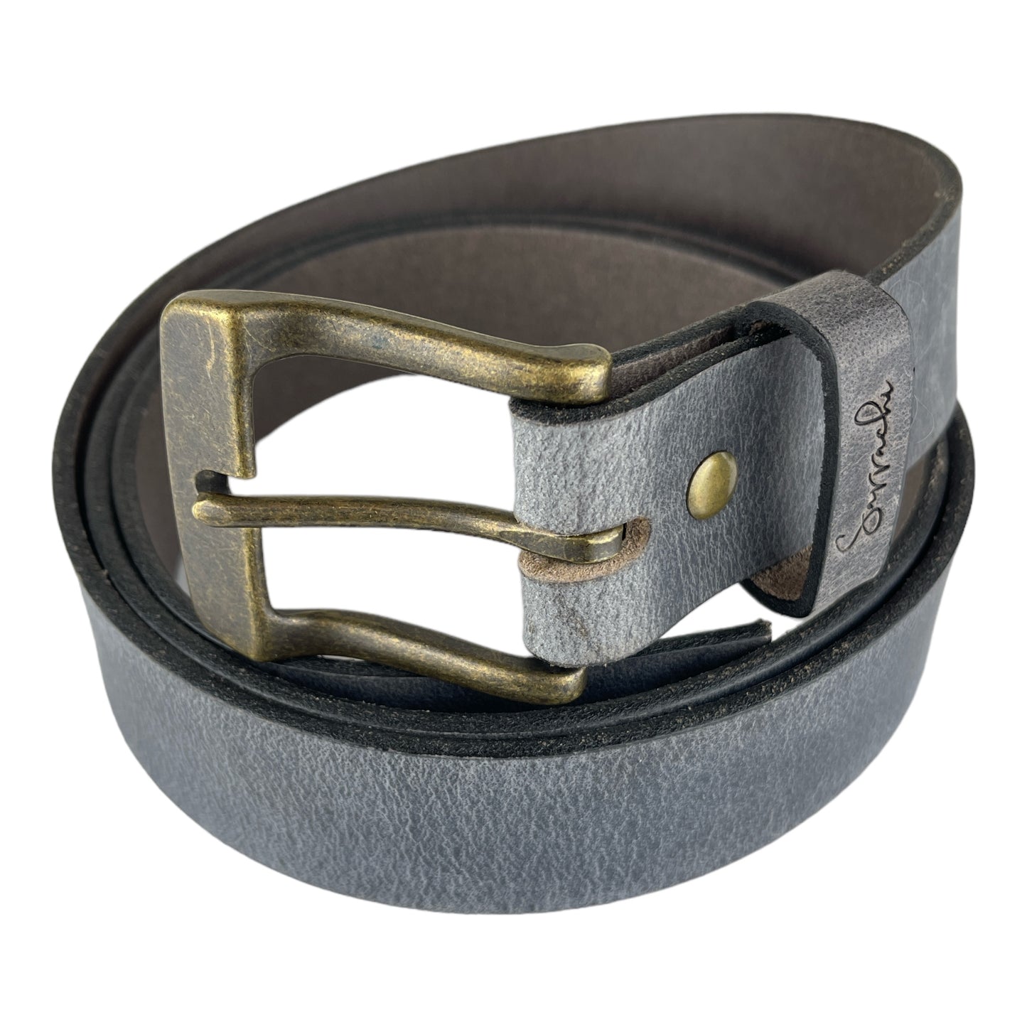 Water Buffalo Leather Belt in Slate