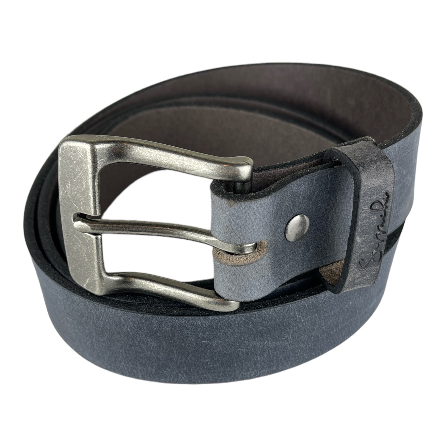 Water Buffalo Leather Belt in Slate